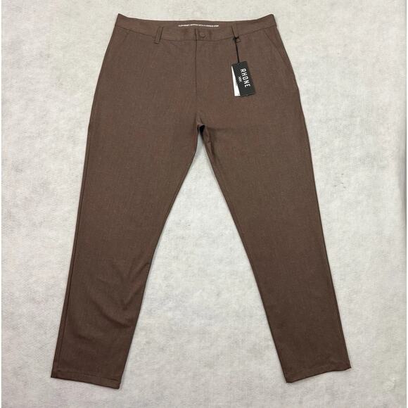 Rhone Commuter Pants Mens Size 38 Brown Slim Fit Performance Stretch NWT